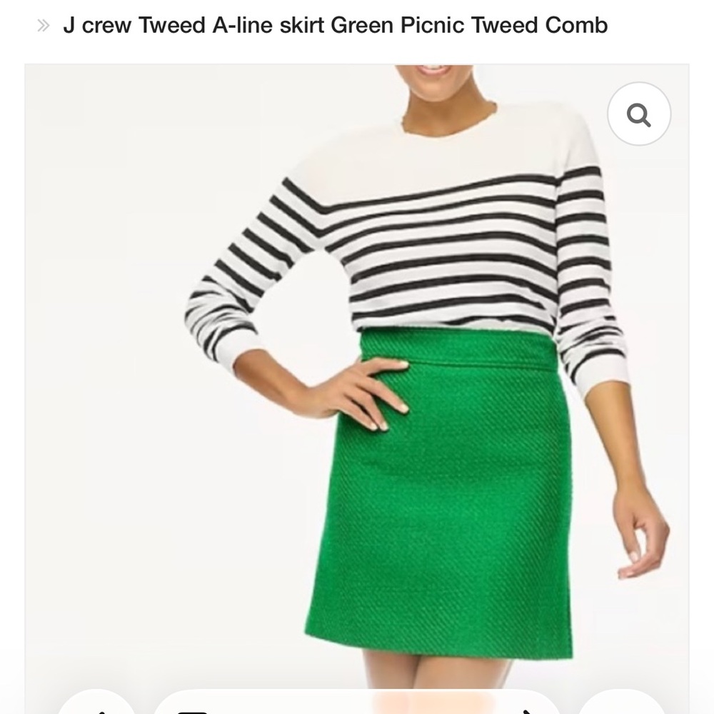 J. Crew Factory Vibrant Green A-Line Tweed Skirt